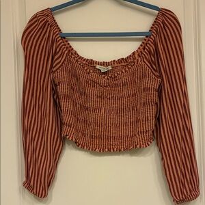 American Eagle Outfitters Red Striped Peasant Blouse